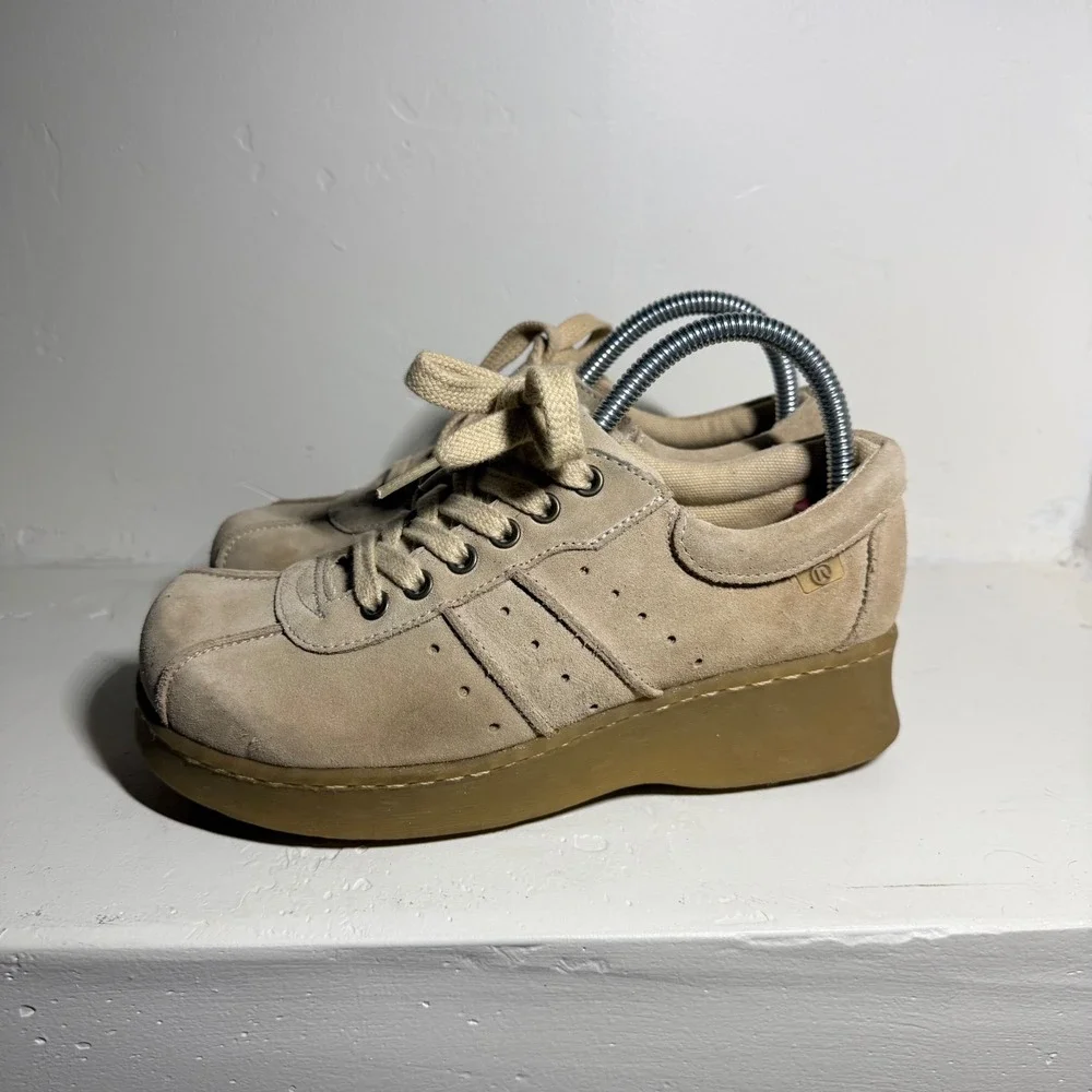 Y2K Report Shoes Sneaker Platform Tan Suede Women Size 7